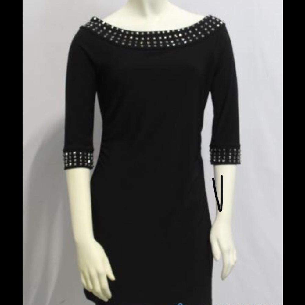 🌼3/$30🌼 WHBM black embellished shift dress size XS